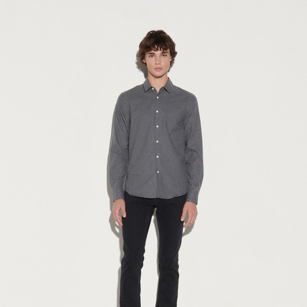 Sandro Men's Flannel Shirt in Mocked Gray, M